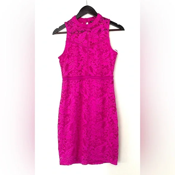 chinese dress ladies OTKUTYR - Strapless Fuchsia Faux Leather Mini Dress with Lace Hem